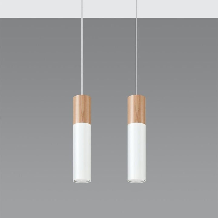 Suspension 2 Lampes Bois pour Ampoule GU10 - Silumen