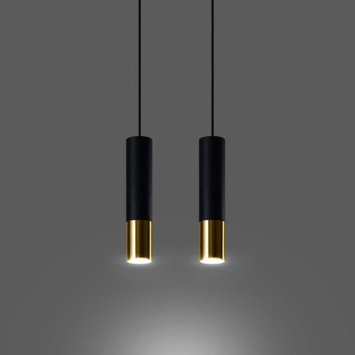 Suspension 2 Lampes Noire Or pour Ampoule GU10 - Silumen