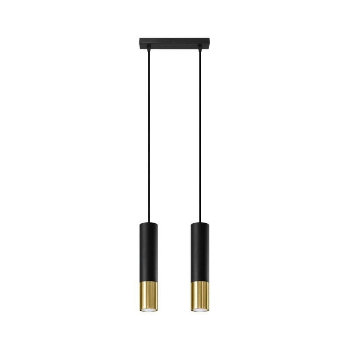 Suspension 2 Lampes Noire Or pour Ampoule GU10 - Silumen