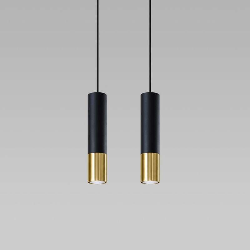 Suspension 2 Lampes Noire Or pour Ampoule GU10 - Silumen