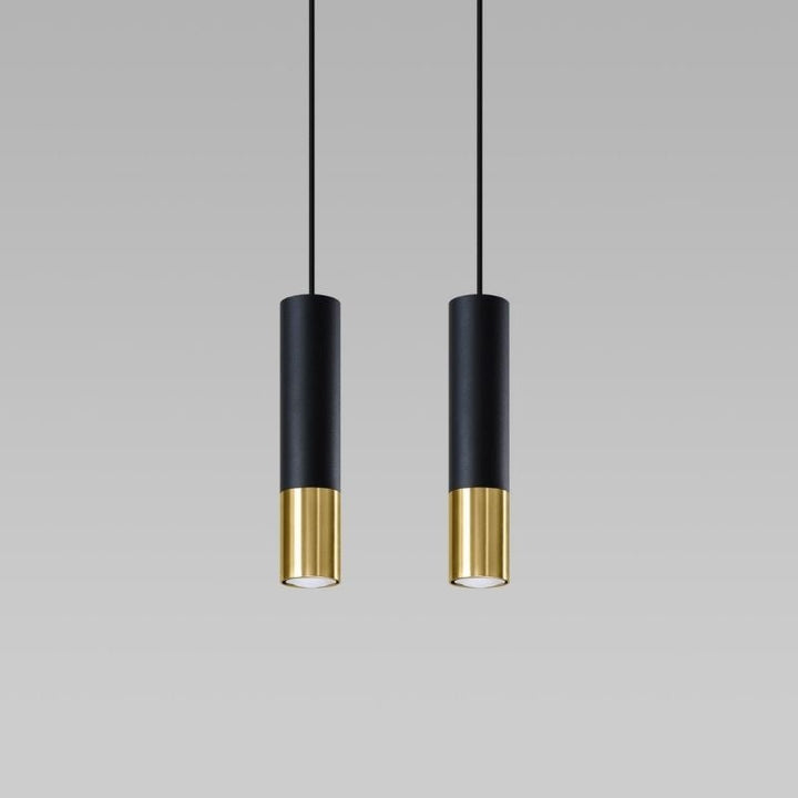 Suspension 2 Lampes Noire Or pour Ampoule GU10 - Silumen