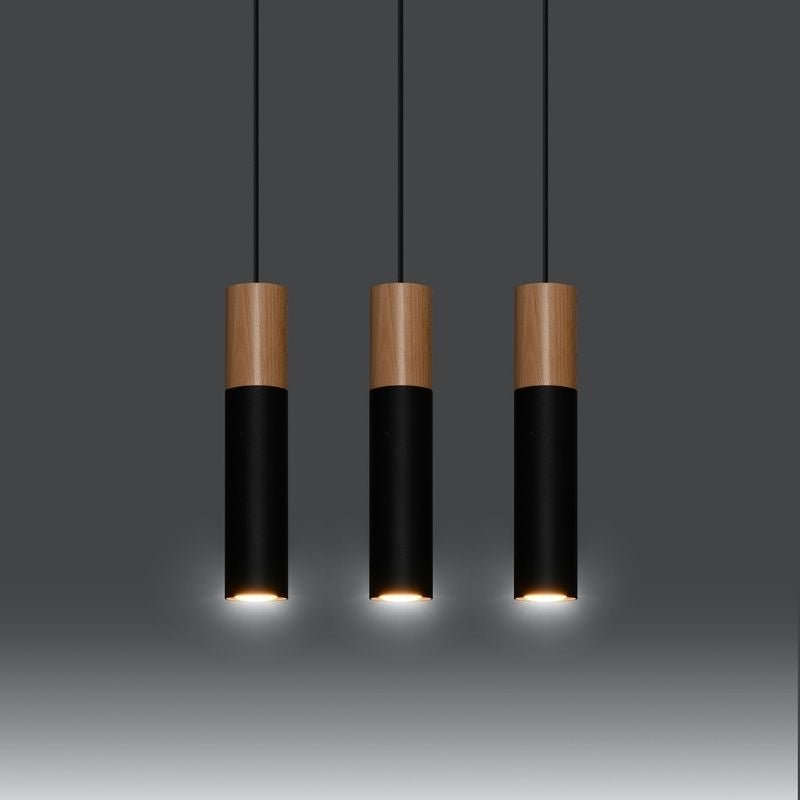 Suspension 3 Lampes Bois pour Ampoule GU10 - Silumen