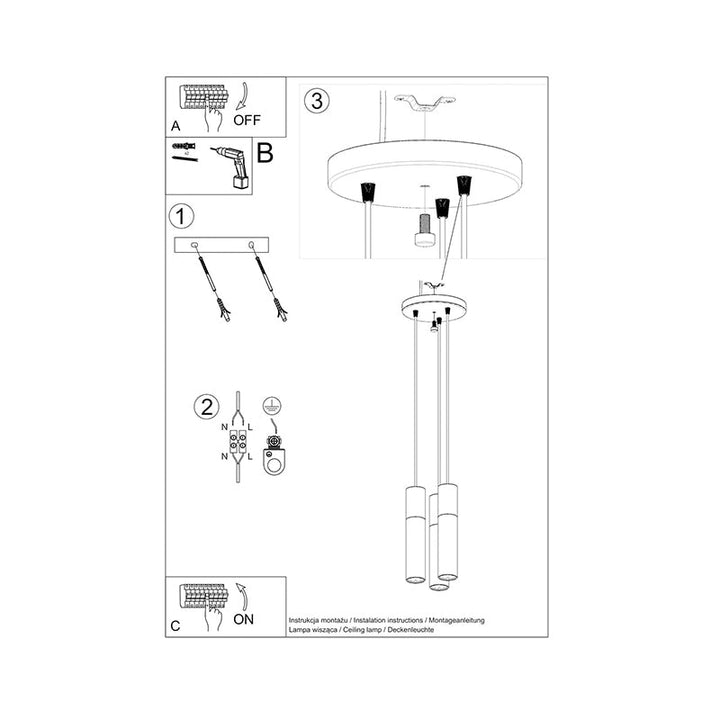 Suspension 3 Lampes Élégant pour Ampoule GU10 - Silumen