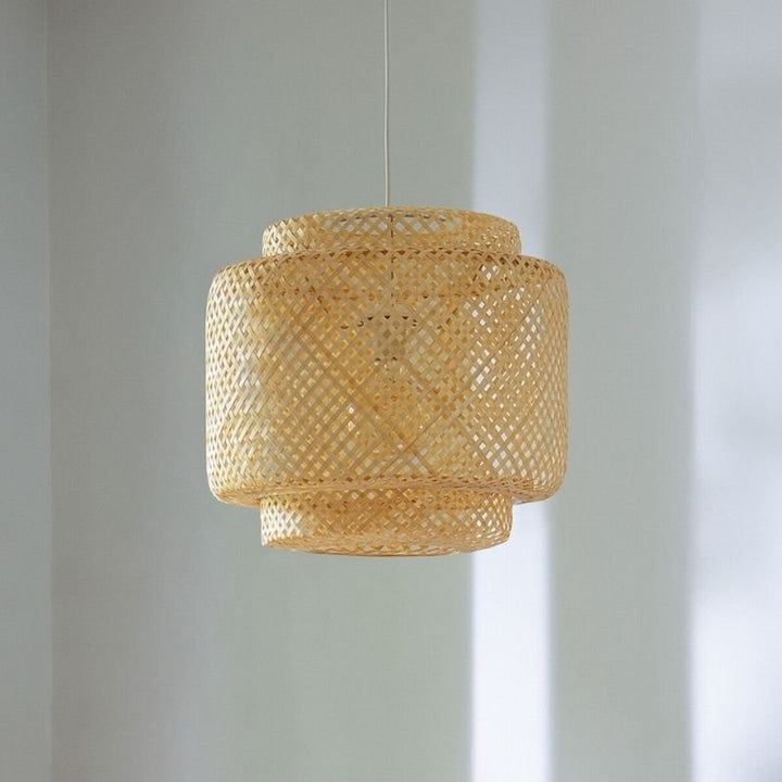 Suspension Bambou Naturel Beige 30 cm pour Ampoule E27 - Silumen