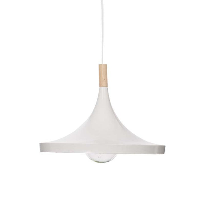 Suspension Blanche Cône Métal et Pin 32x23cm - Silumen