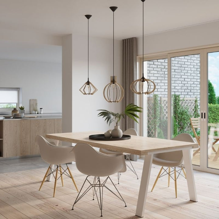 Suspension Bois Contemporain pour Ampoule E27 - Silumen