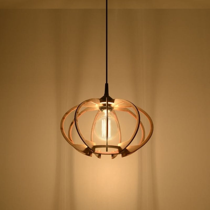 Suspension Bois Contemporain pour Ampoule E27 - Silumen