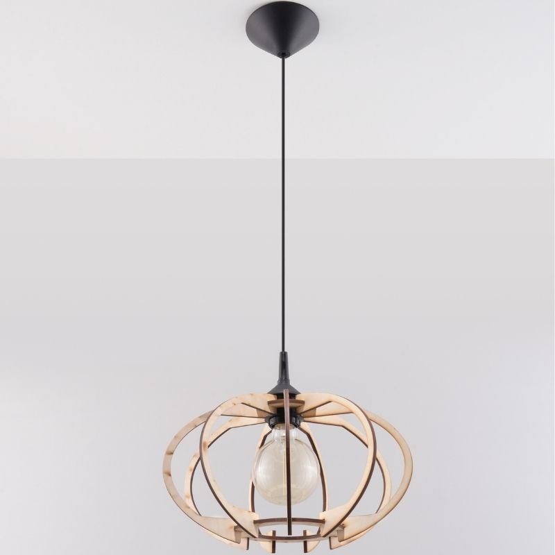 Suspension Bois Contemporain pour Ampoule E27 - Silumen