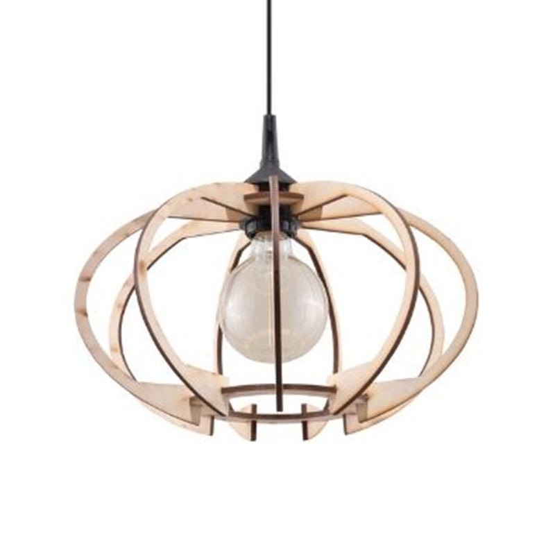 Suspension Bois Contemporain pour Ampoule E27 - Silumen