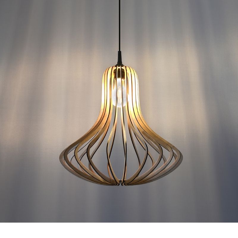 Suspension Bois Forme Poire pour Ampoule E27 - Silumen