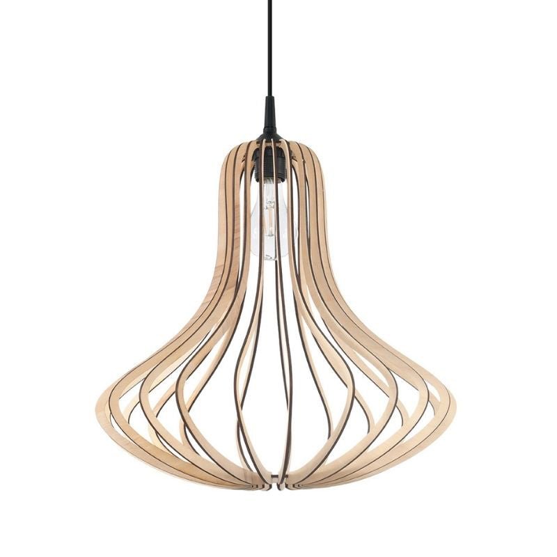 Suspension Bois Forme Poire pour Ampoule E27 - Silumen