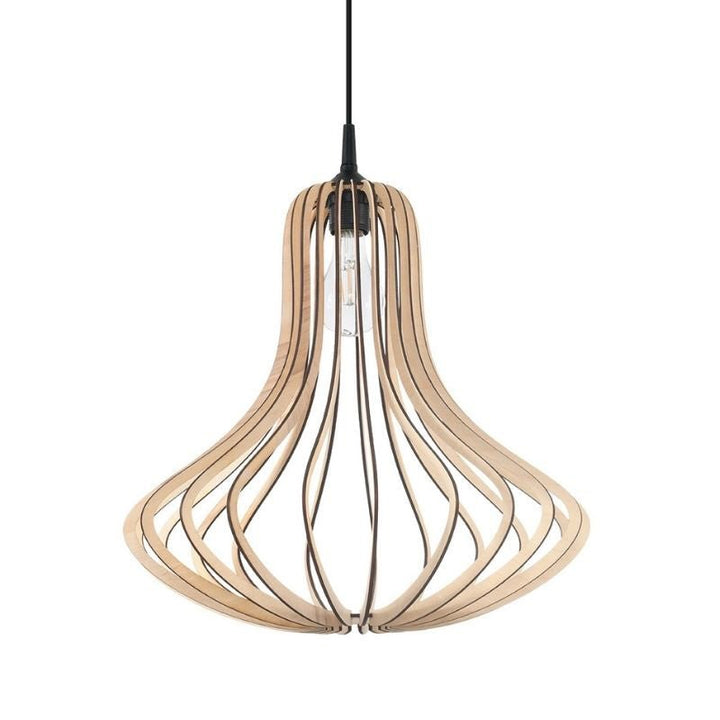 Suspension Bois Forme Poire pour Ampoule E27 - Silumen