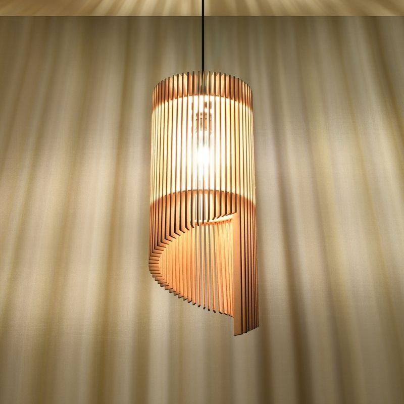 Suspension Bois Géométrique design pour Ampoule E27 - Silumen