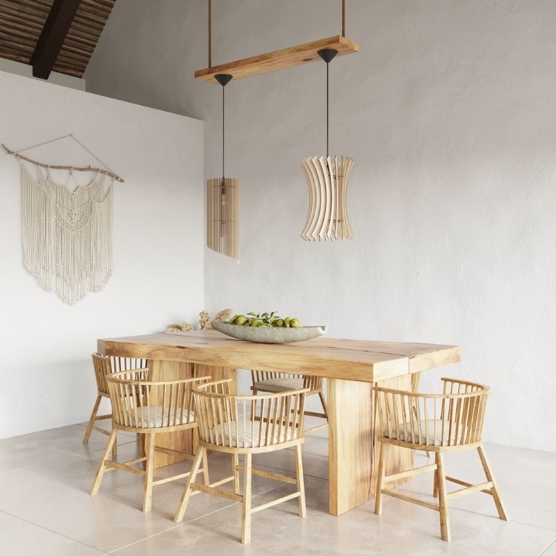 Suspension Bois Géométrique design pour Ampoule E27 - Silumen