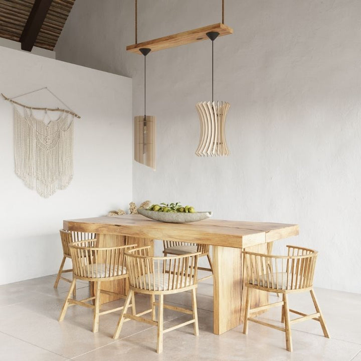 Suspension Bois Géométrique design pour Ampoule E27 - Silumen