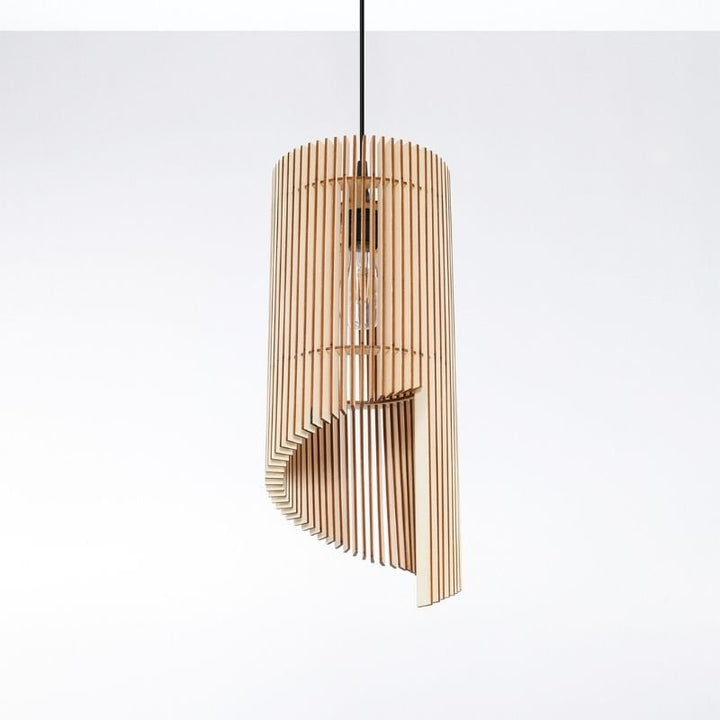 Suspension Bois Géométrique design pour Ampoule E27 - Silumen