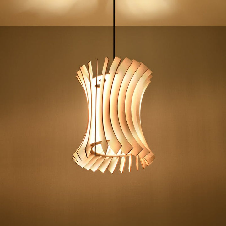 Suspension Bois Géométrique pour Ampoule E27 - Silumen