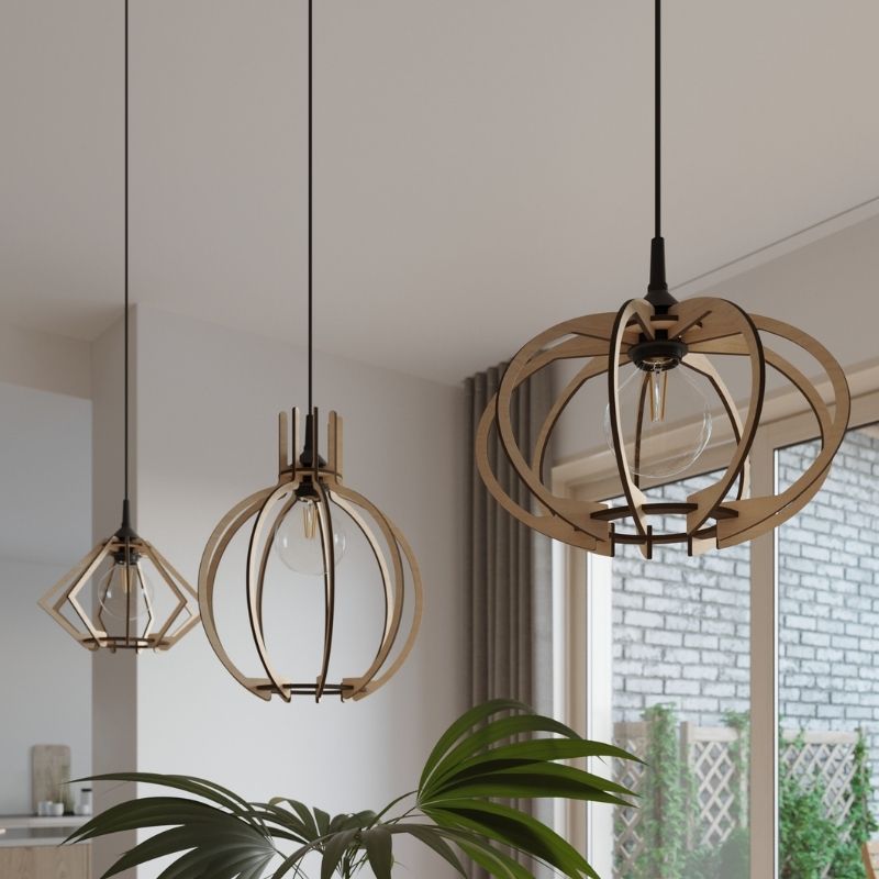 Suspension Bois Moderne pour Ampoule E27 - Silumen