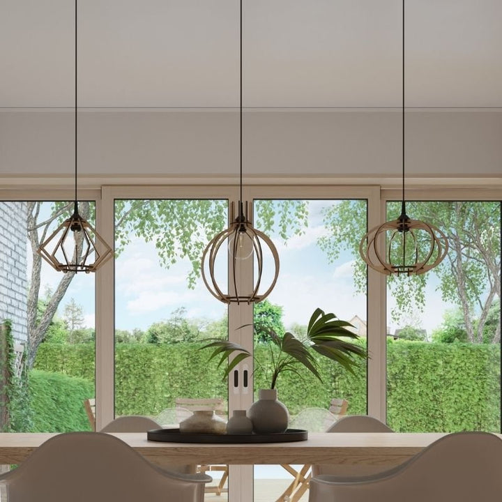 Suspension Bois Moderne pour Ampoule E27 - Silumen