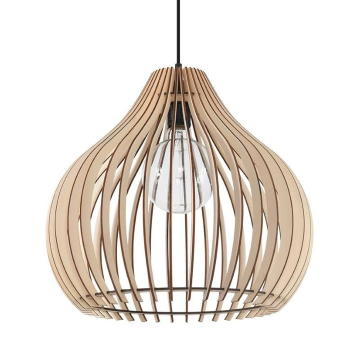 Suspension Bois Sphère pour Ampoule E27 - Silumen