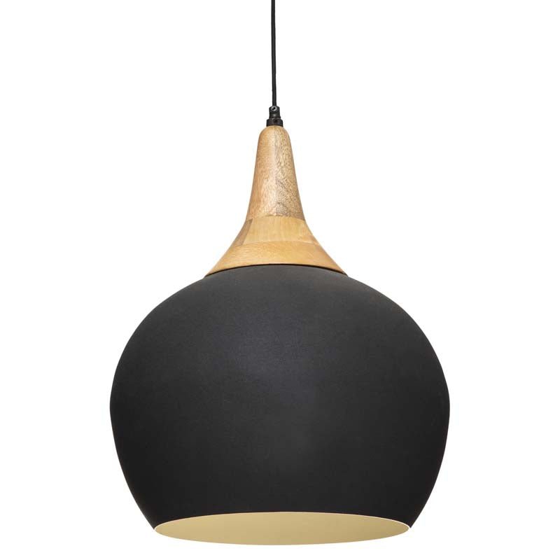 Suspension Design Noir Métal et Bois 38x46cm - Silumen
