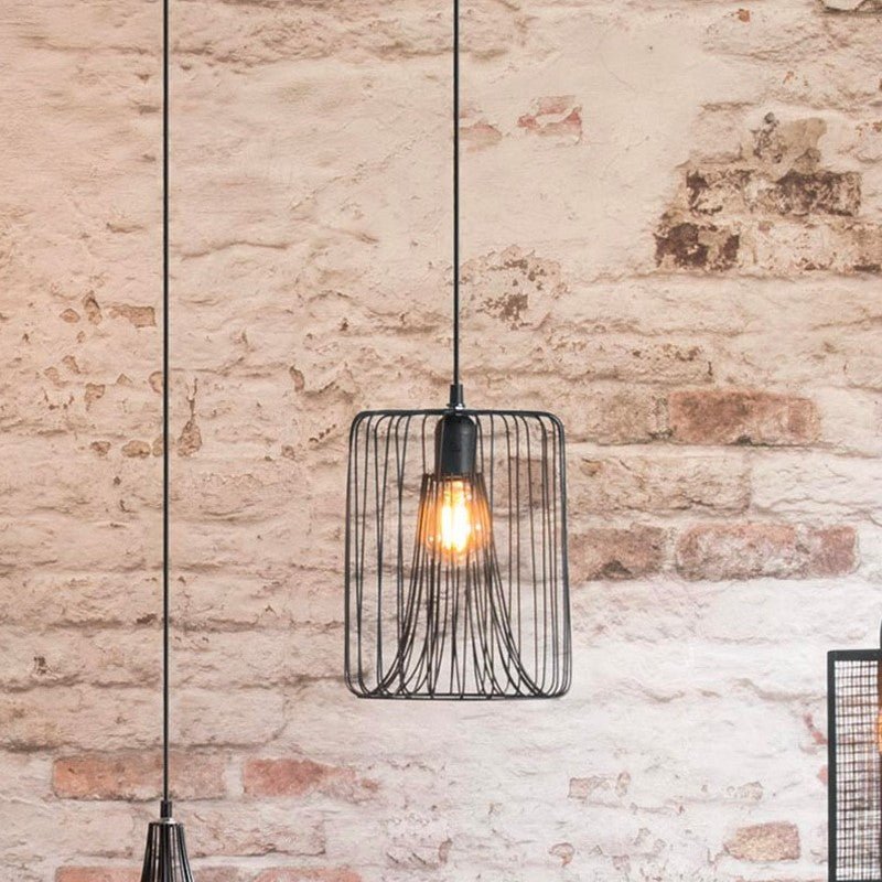 Suspension Filaire Noire en Métal 20x26cm pour Ampoule E27 - Silumen