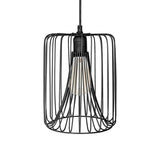 Suspensión de metal cableado negro de 20x26 cm para bombilla E27