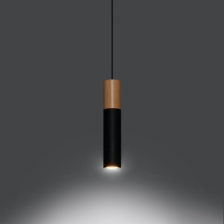 Suspension Lampe Bois Noire pour Ampoule GU10 - Silumen