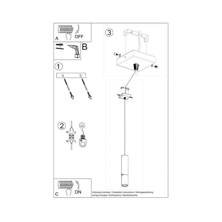 Suspension Lampe Noire pour Ampoule GU10 - Silumen