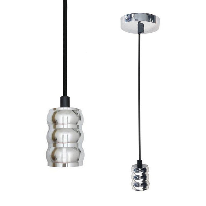 Suspension Luminaire E27 Chromé Cylindrique ARGENT - Silumen