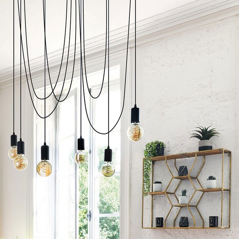 Suspension Métal Filaire Noir 200cm pour ampoule E27 - Silumen