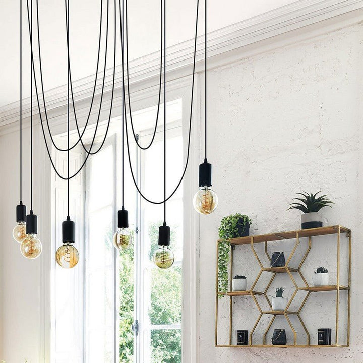 Suspension Métal Filaire Noir 200cm pour ampoule E27 - Silumen