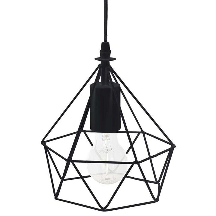 Suspension Métale Noir Géométrique 19x22cm - Silumen