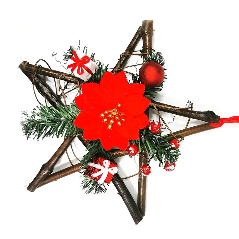 Suspension Noël Rotin 25 cm FLEUR DE NOEL - Silumen