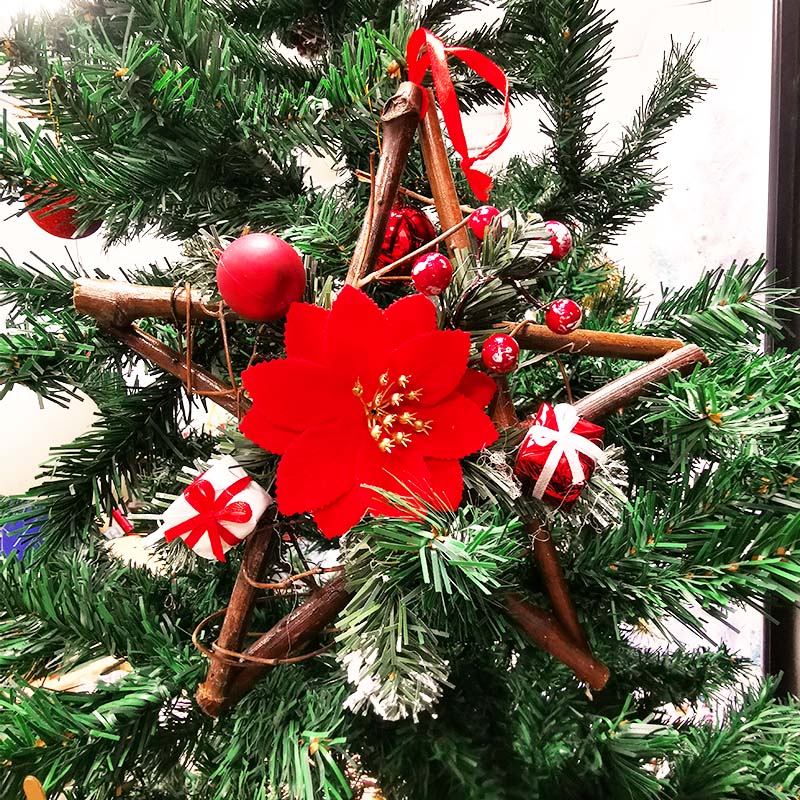 Suspension Noël Rotin 25 cm FLEUR DE NOEL - Silumen