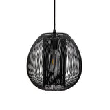 Luz de colgante negro con cableado de metal