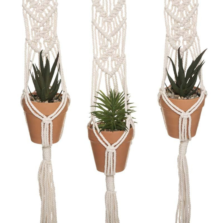 Suspension plantes artificiellesx3 68cm avec pot en terre cuite - Silumen