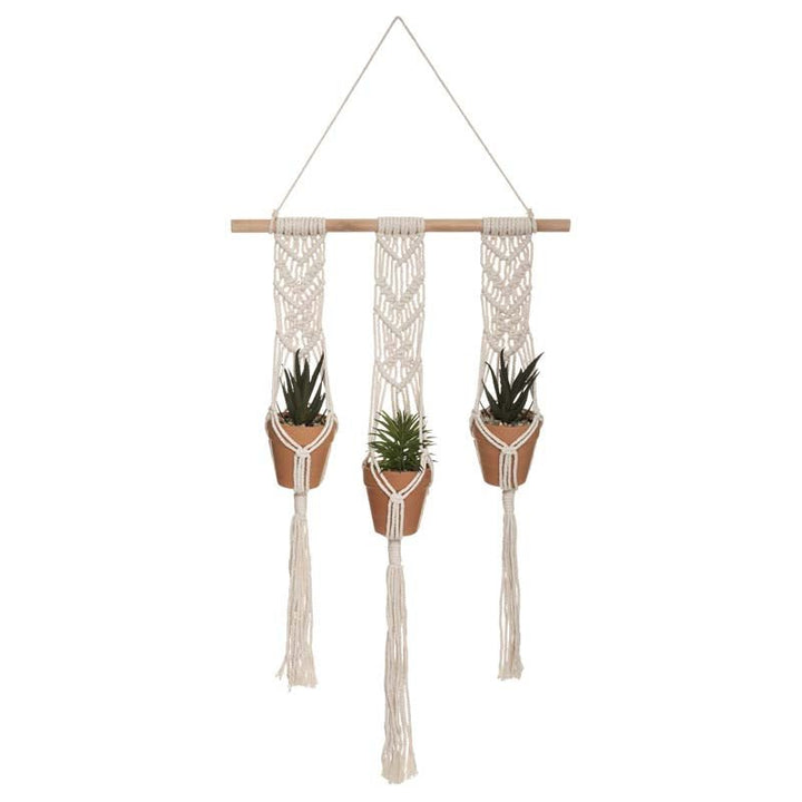 Suspension plantes artificiellesx3 68cm avec pot en terre cuite - Silumen