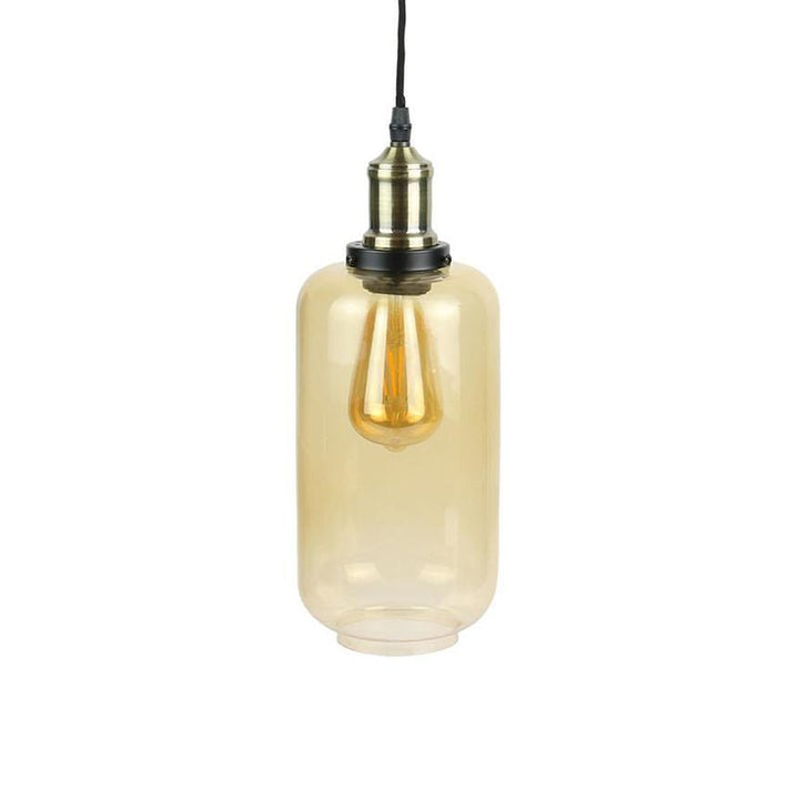 Suspension Verre Fumé Ambré Bouteille pour Ampoule E27 - Silumen