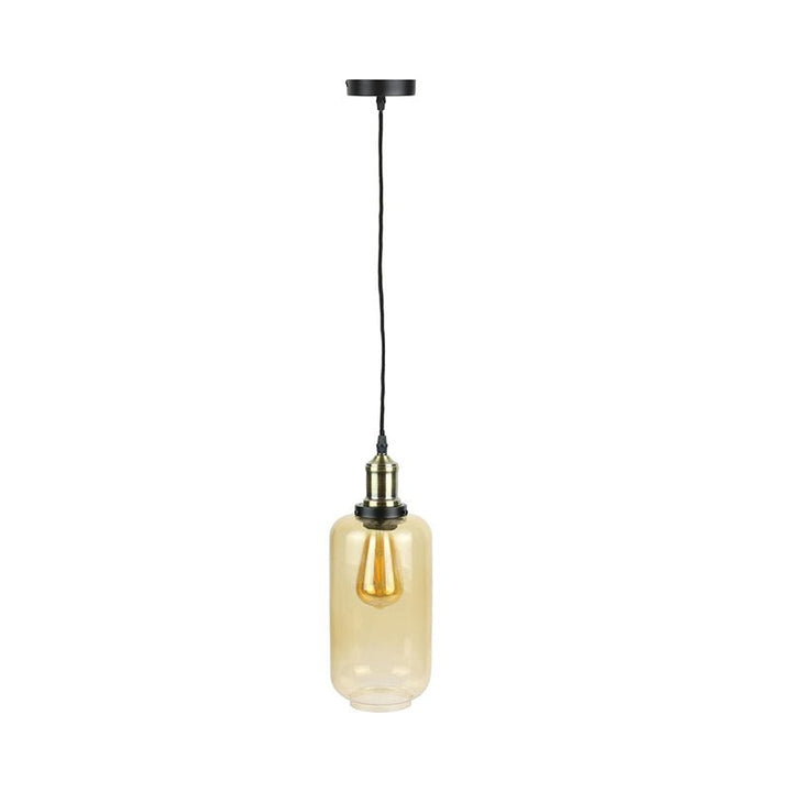 Suspension Verre Fumé Ambré Bouteille pour Ampoule E27 - Silumen