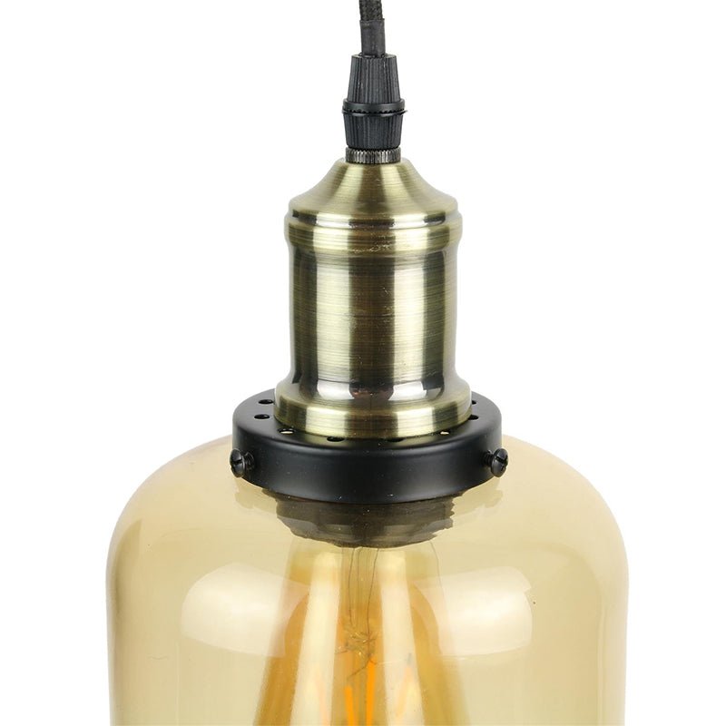 Suspension Verre Fumé Ambré Bouteille pour Ampoule E27 - Silumen
