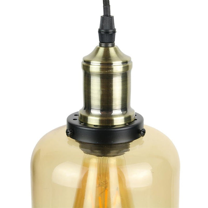 Suspension Verre Fumé Ambré Bouteille pour Ampoule E27 - Silumen