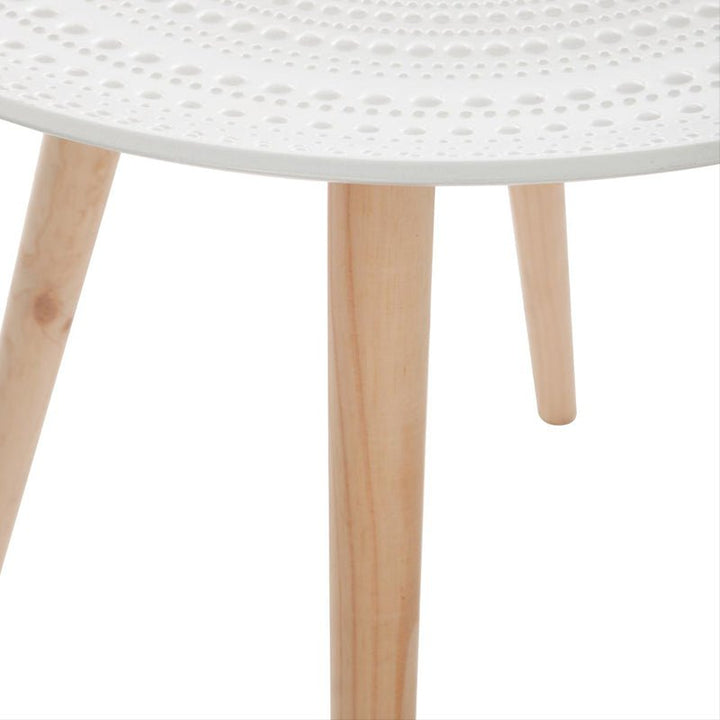 Table d'Appoint Ronde Relief Pied en Pin 49x42 cm - Silumen