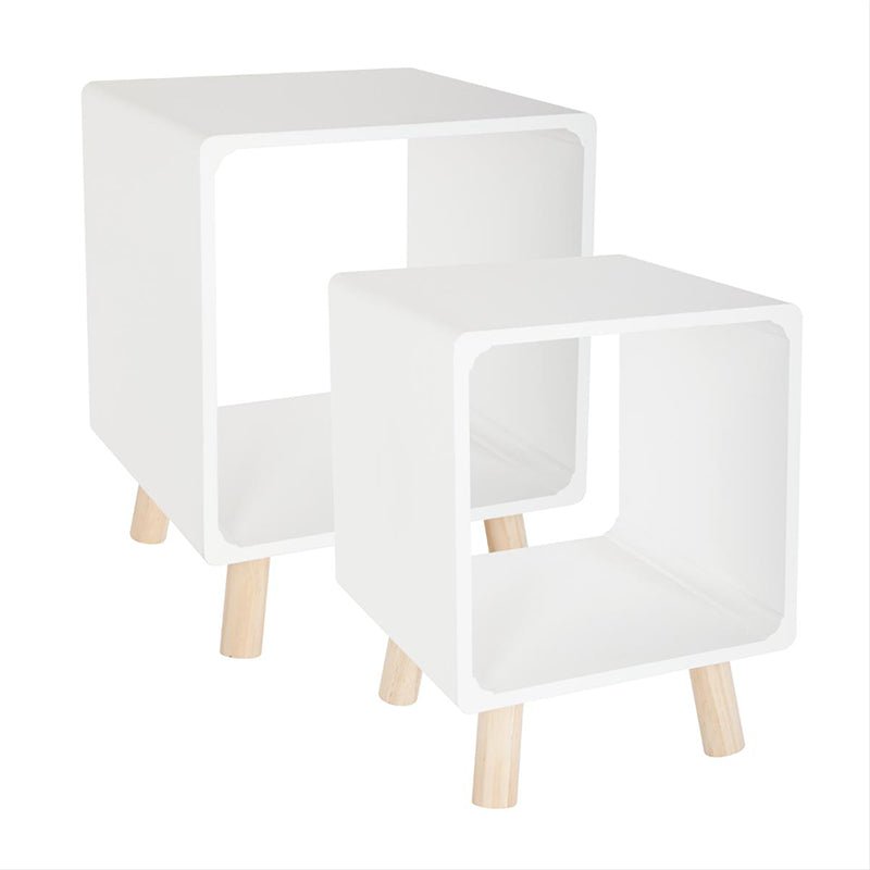 Table de Chevet Gigogne Carrée en Bois 35x35x45 cm - Lot de 2 - Silumen