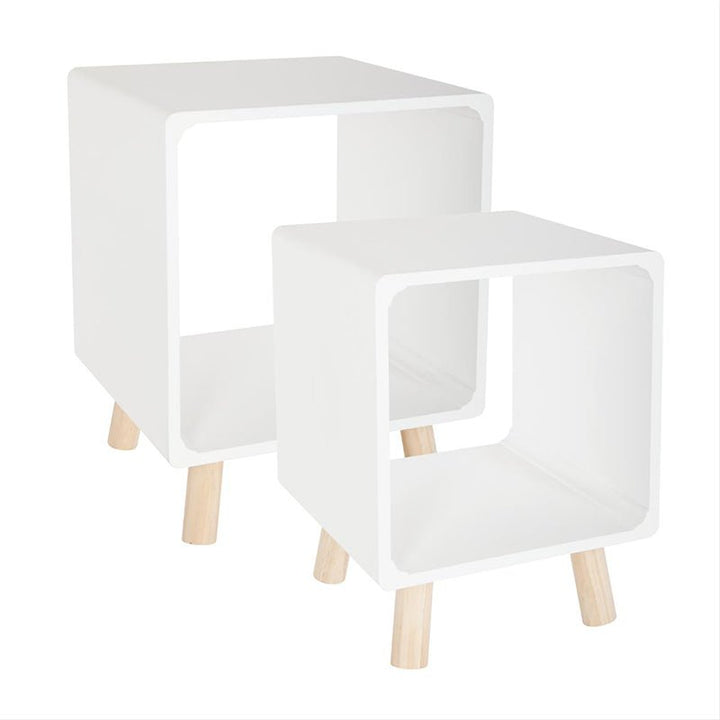 Table de Chevet Gigogne Carrée en Bois 35x35x45 cm - Lot de 2 - Silumen