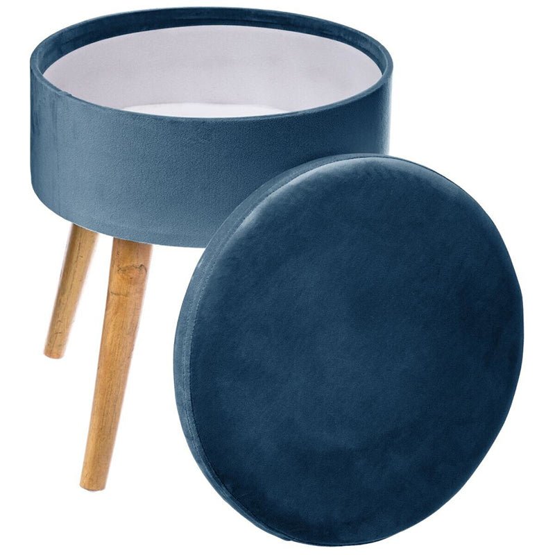 Tabouret Coffre en Velours avec Pieds en Pin 43 cm - Silumen