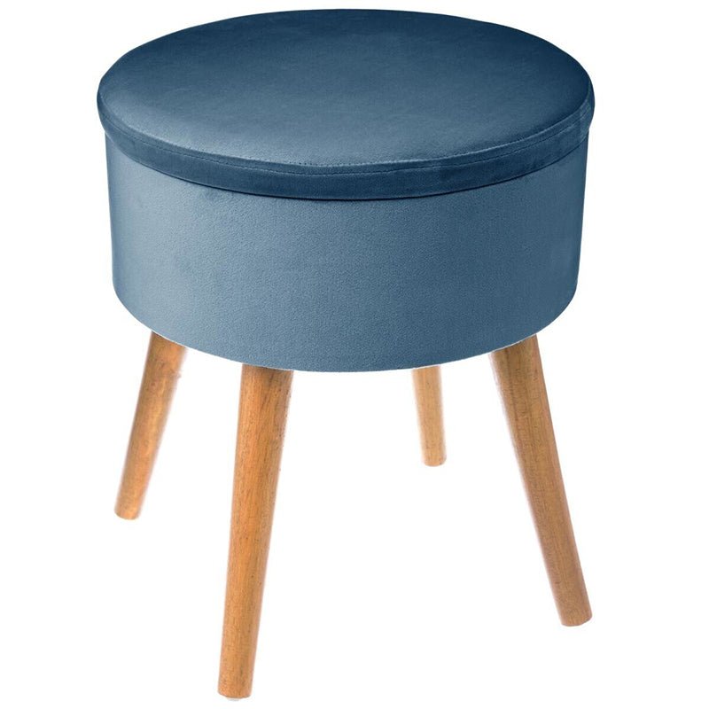 Tabouret Coffre en Velours avec Pieds en Pin 43 cm - Silumen
