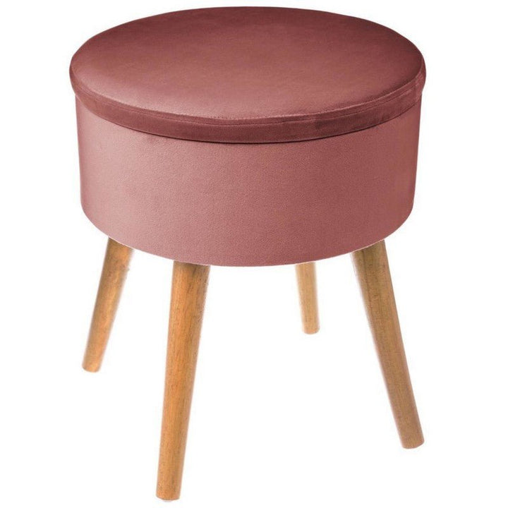 Tabouret Coffre en Velours avec Pieds en Pin 43 cm - Silumen