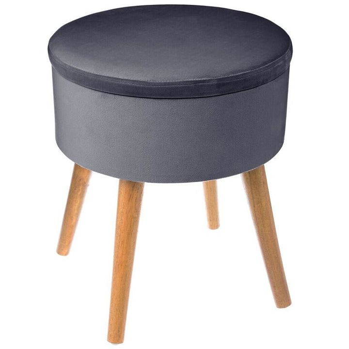 Tabouret Coffre en Velours avec Pieds en Pin 43 cm - Silumen
