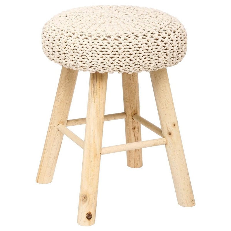 Tabouret en maille avec Pieds en Pin 43 cm - Silumen